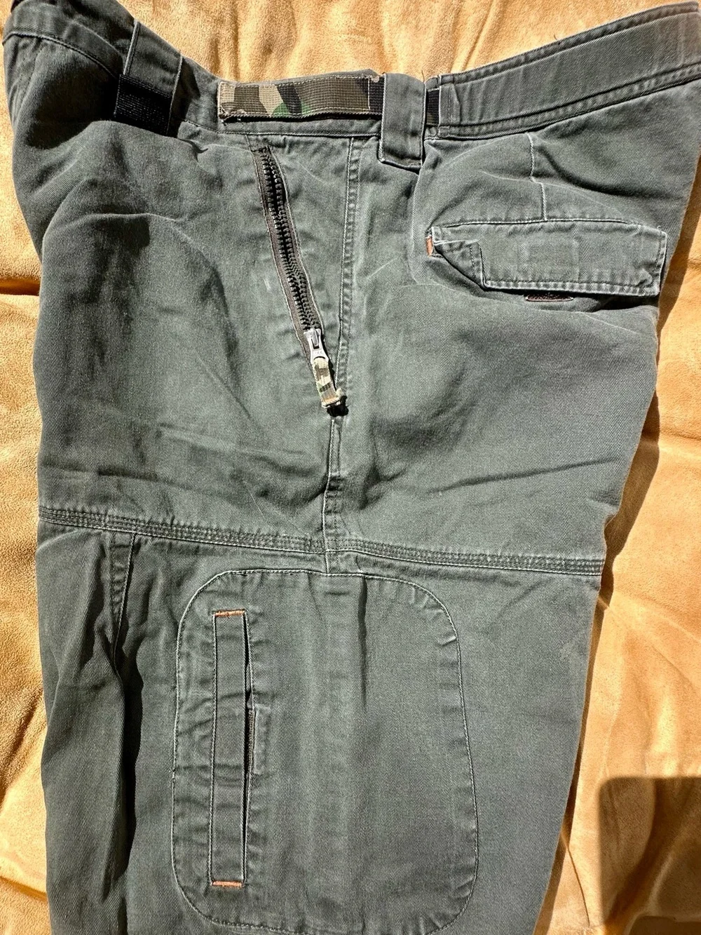 Men’s Route 66 Dark Green Cargo Shorts with Camouflage Accent